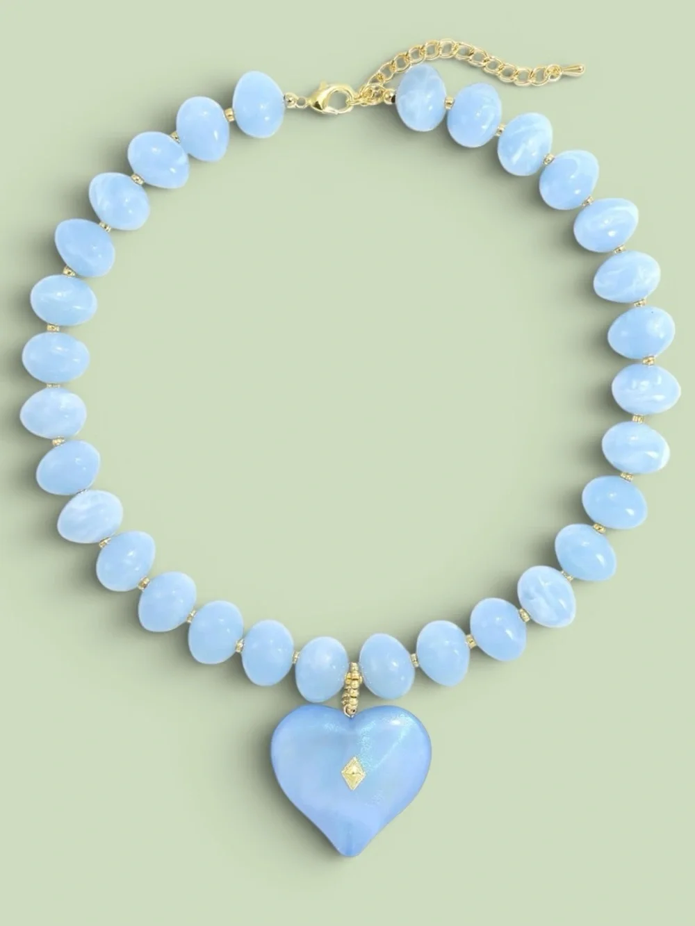 Light Blue Heart Beaded Dopamine Necklace